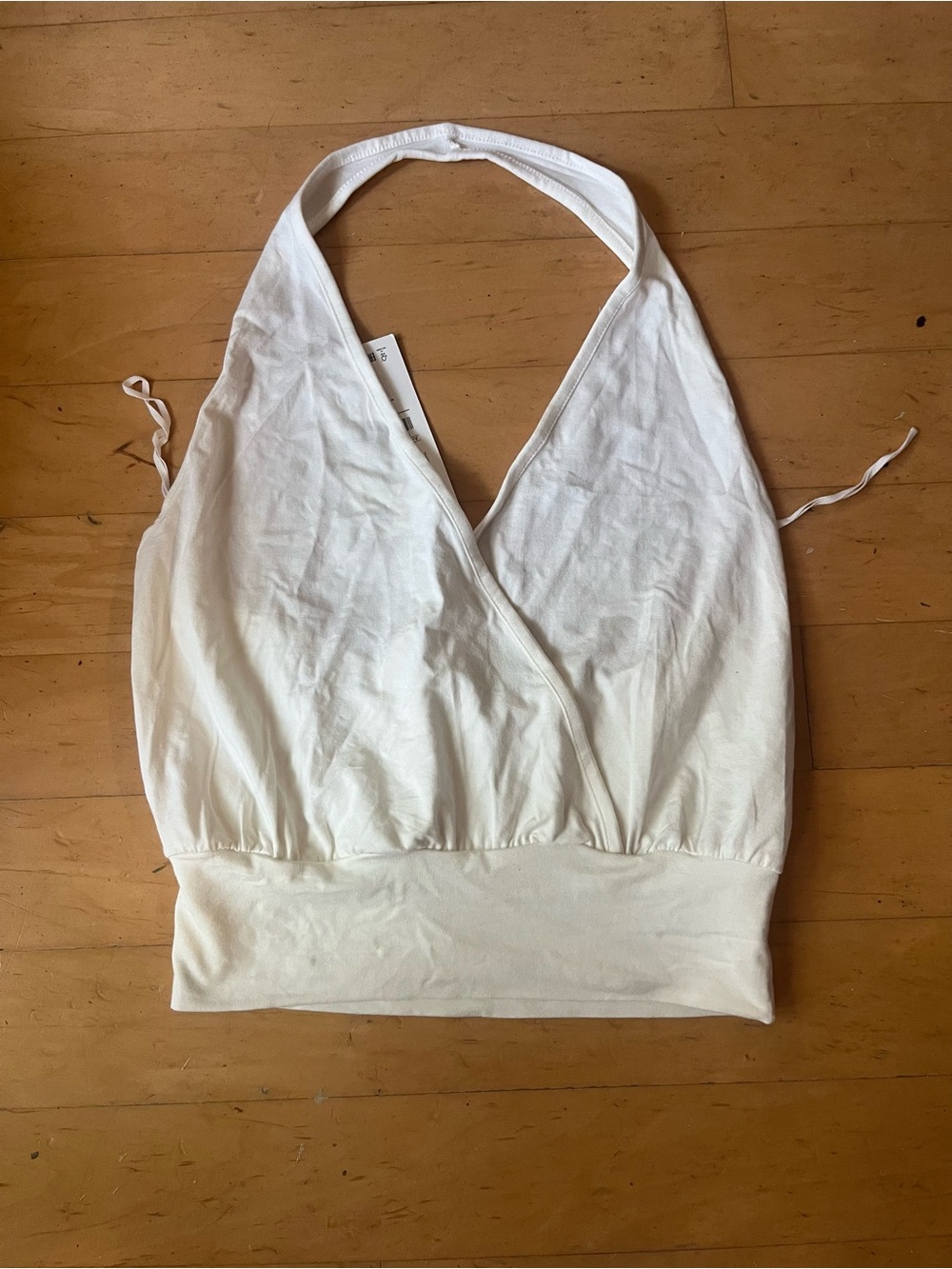 Stradivarius White Halter Wrap Crop Top - Women